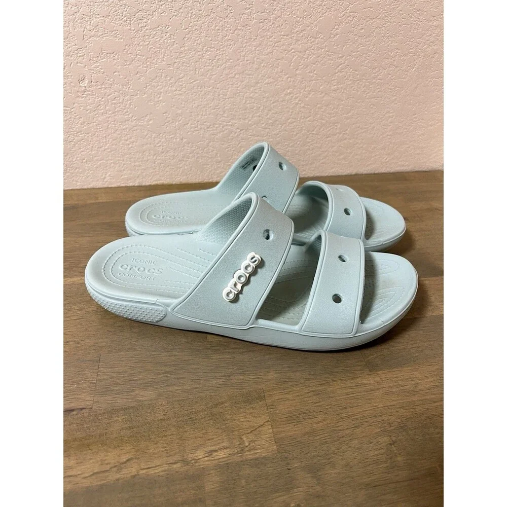 Crocs Iconic Comfort Classic Sandals Slides 206761 Aqua Light Blue Size M10 W12